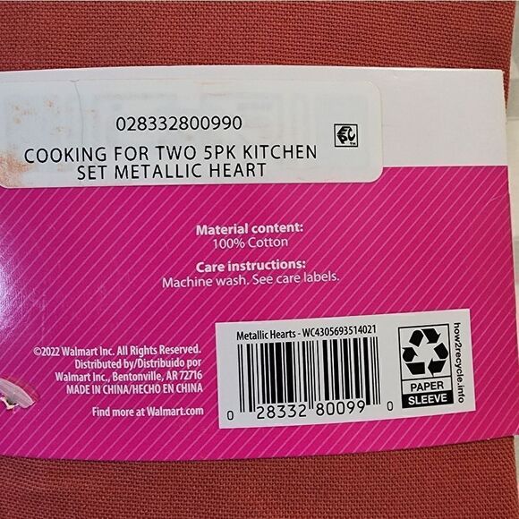 Nwt Metallic Hearts Cooking for TwoApron, Pot Holder, and Mini Mit - Picture 9 of 9